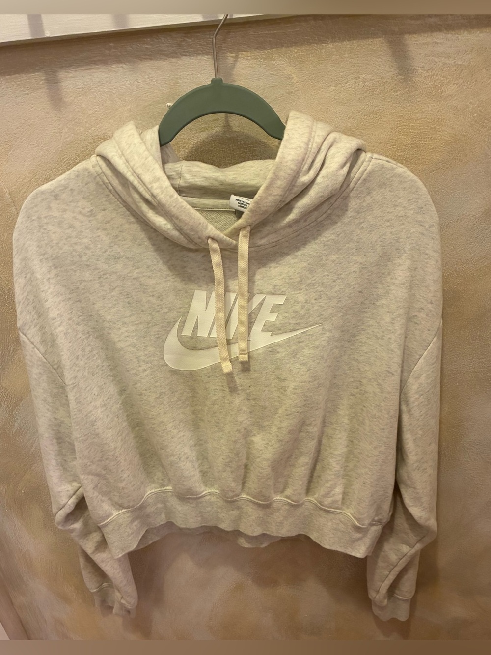 Nike Womens Cropped Hoodie - Light Beige Size Medium